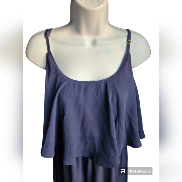 Show Me Your MuMu Cold Shoulder Ruffle Maxi Dress Rich Navy Crisp Size X… - Picture 2 of 5